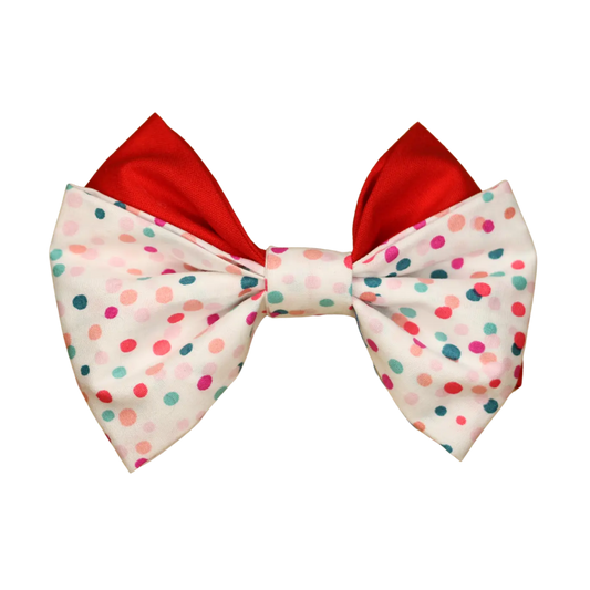 Large Red and multicolor Dot Bow Smunchies.com.au